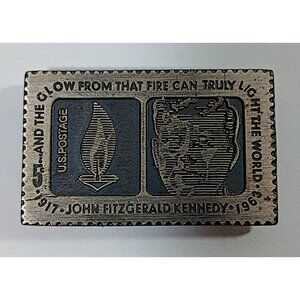 John Fitzgerald Kennedy Memorial Postage Stamp Magnet 2in Metal JFK Vintage Rare